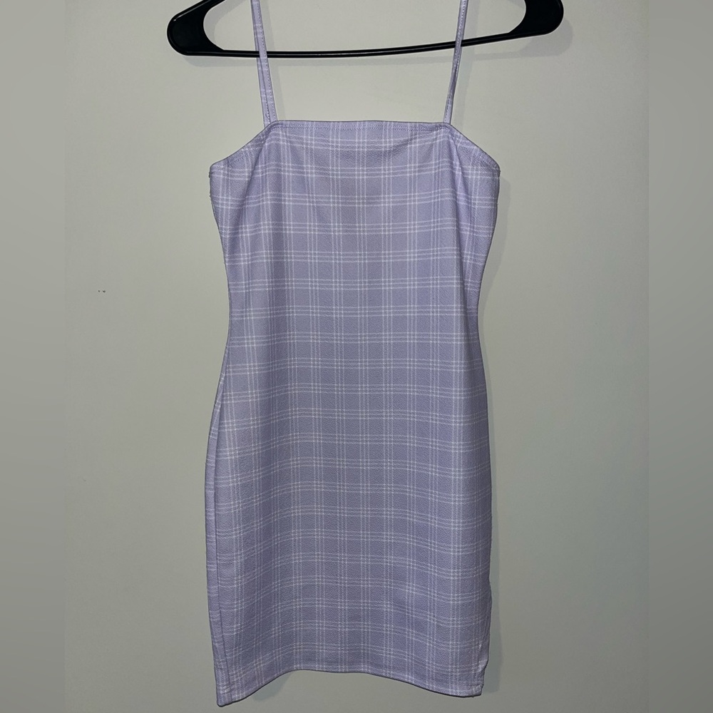 Plaid mini dress with spaghetti straps